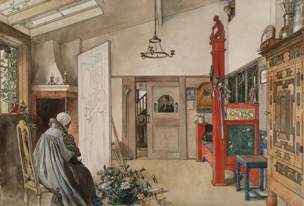 Carl Larsson — The Studio (Seated Woman) | Swedish Watercolour Print