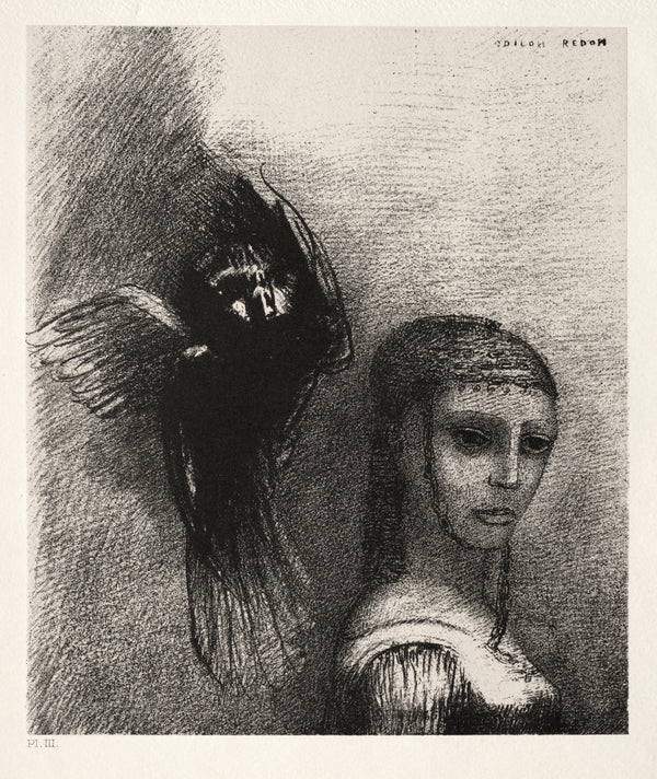 Odilon Redon — The Temptation of Saint Anthony: And a Large Bird, Descending from the Sky | Symbolist Art Print