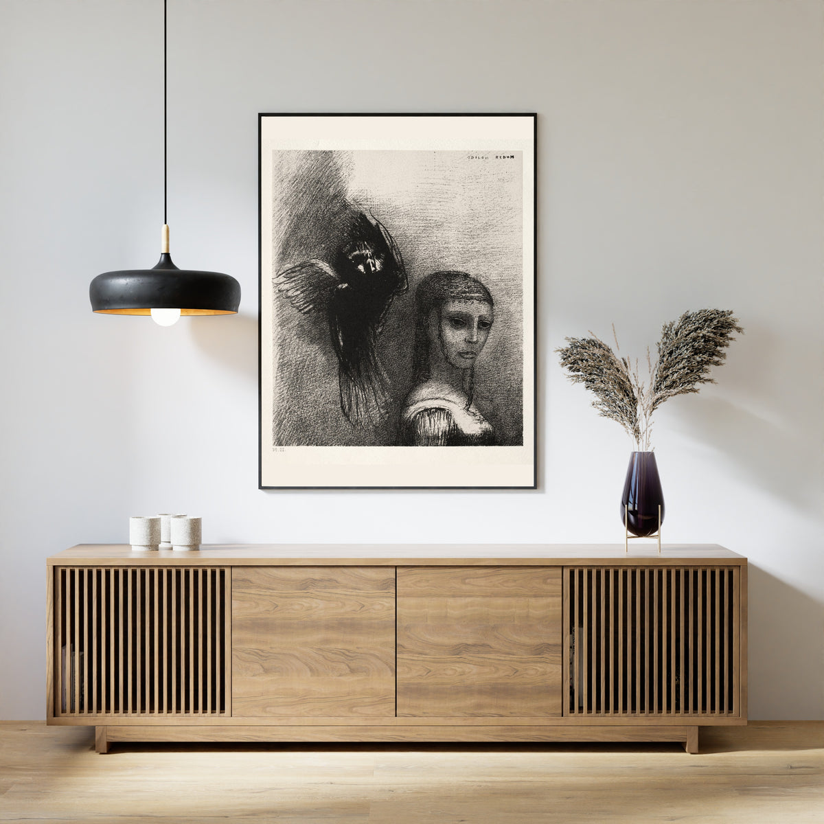 Odilon Redon — The Temptation of Saint Anthony: And a Large Bird, Descending from the Sky | Symbolist Art Print