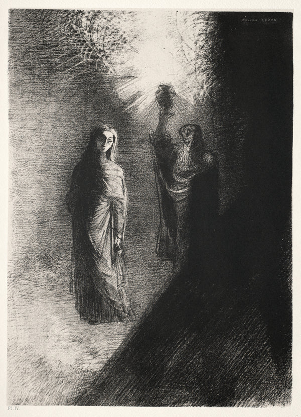 Odilon Redon — The Temptation of Saint Anthony: He Raises the Bronze Urn | Symbolist Art Print