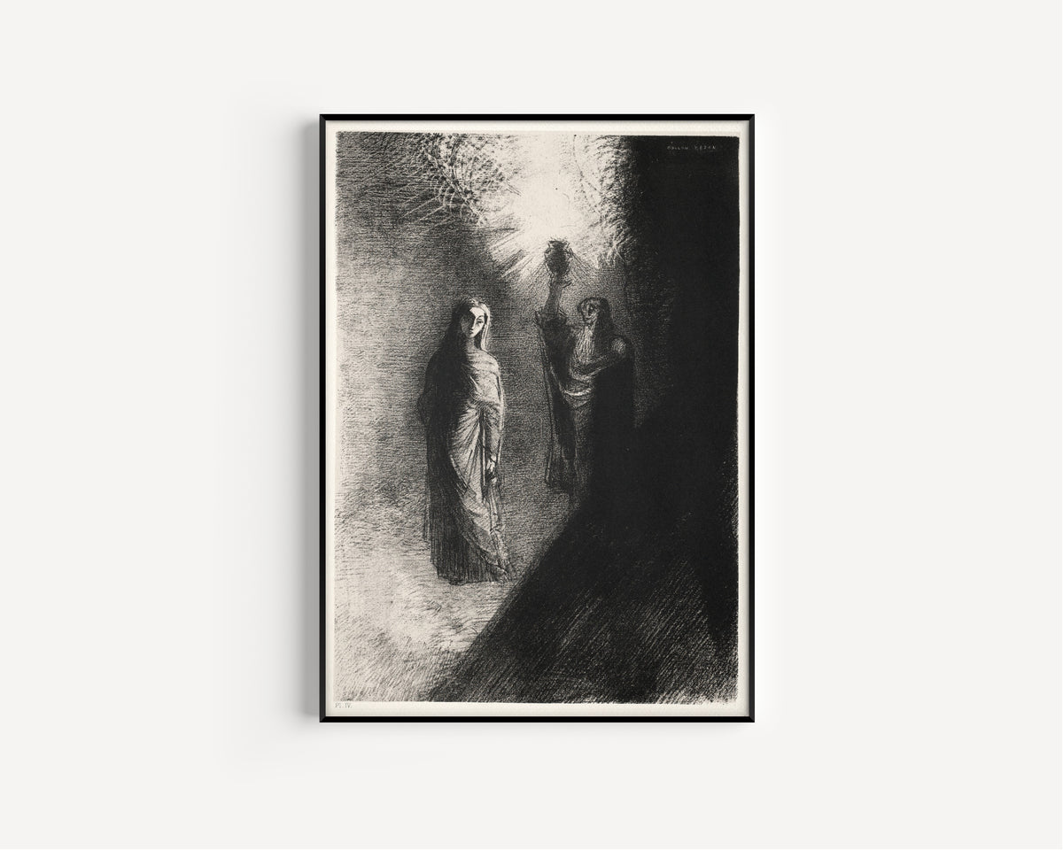 Odilon Redon — The Temptation of Saint Anthony: He Raises the Bronze Urn | Symbolist Art Print
