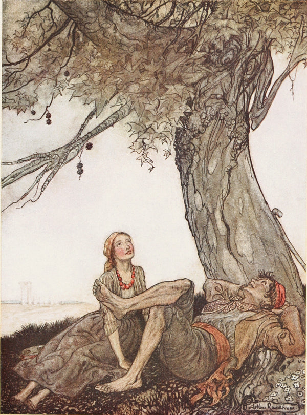 Arthur Rackham — The Travellers and the Plane-Tree | Fable Illustration Print