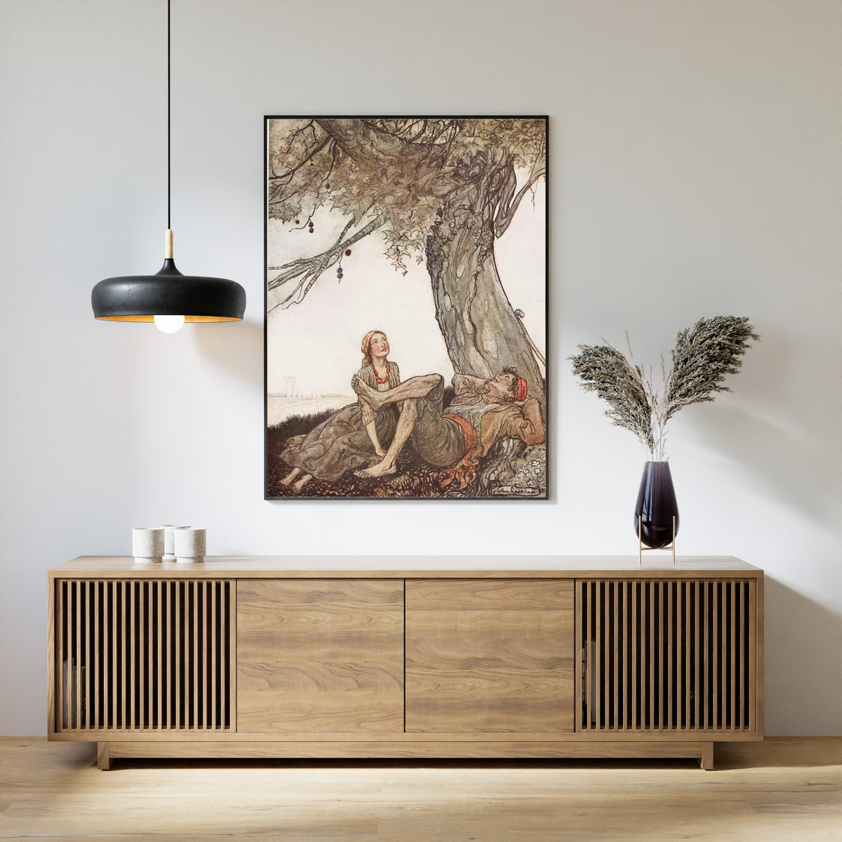 Arthur Rackham — The Travellers and the Plane-Tree | Fable Illustration Print