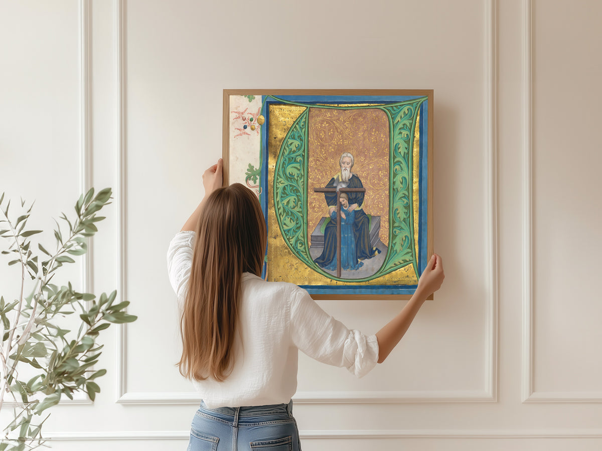 Master of the Gerona Martyrology (workshop) — The Trinity | Illuminated Initial Print