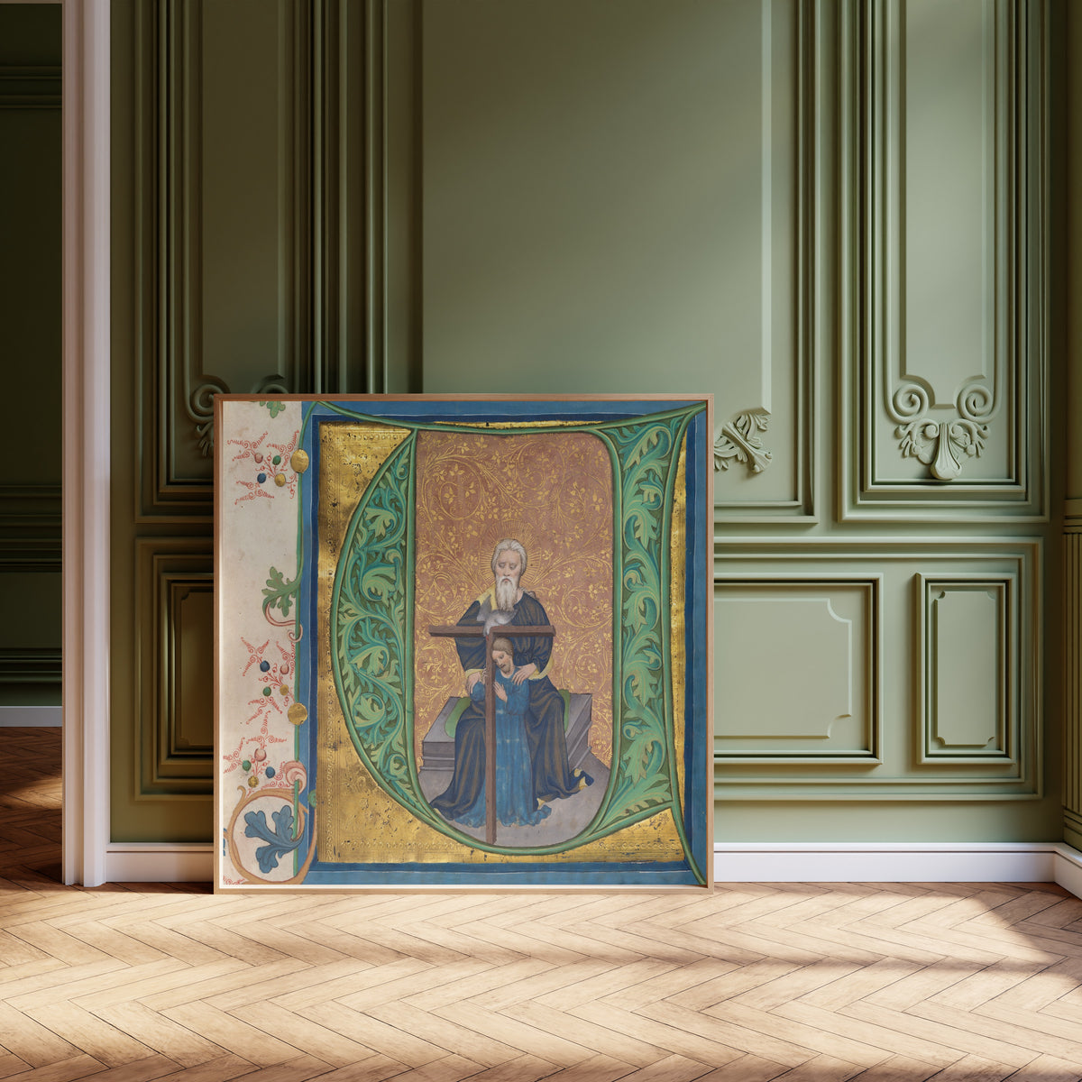 Master of the Gerona Martyrology (workshop) — The Trinity | Illuminated Initial Print