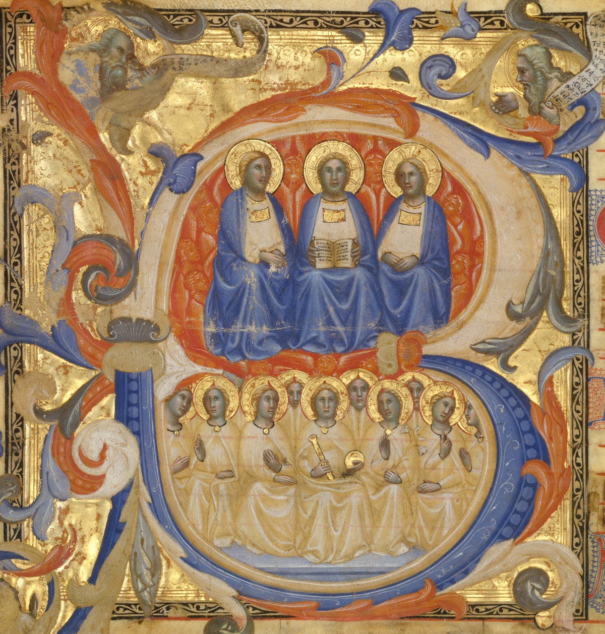 Master of the Codex Rossiano — The Trinity in an Initial B | Illuminated Initial Print