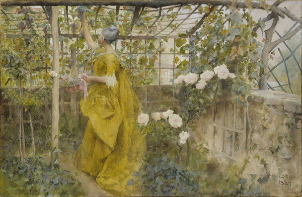 Carl Larsson — The Vine (Woman Picking Grapes) | Swedish Watercolour Print