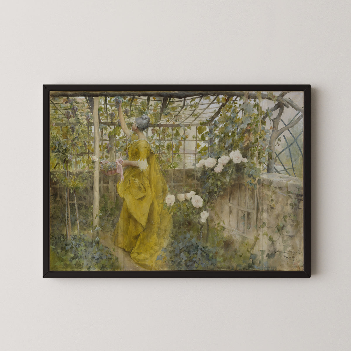 Carl Larsson — The Vine (Woman Picking Grapes) | Swedish Watercolour Print