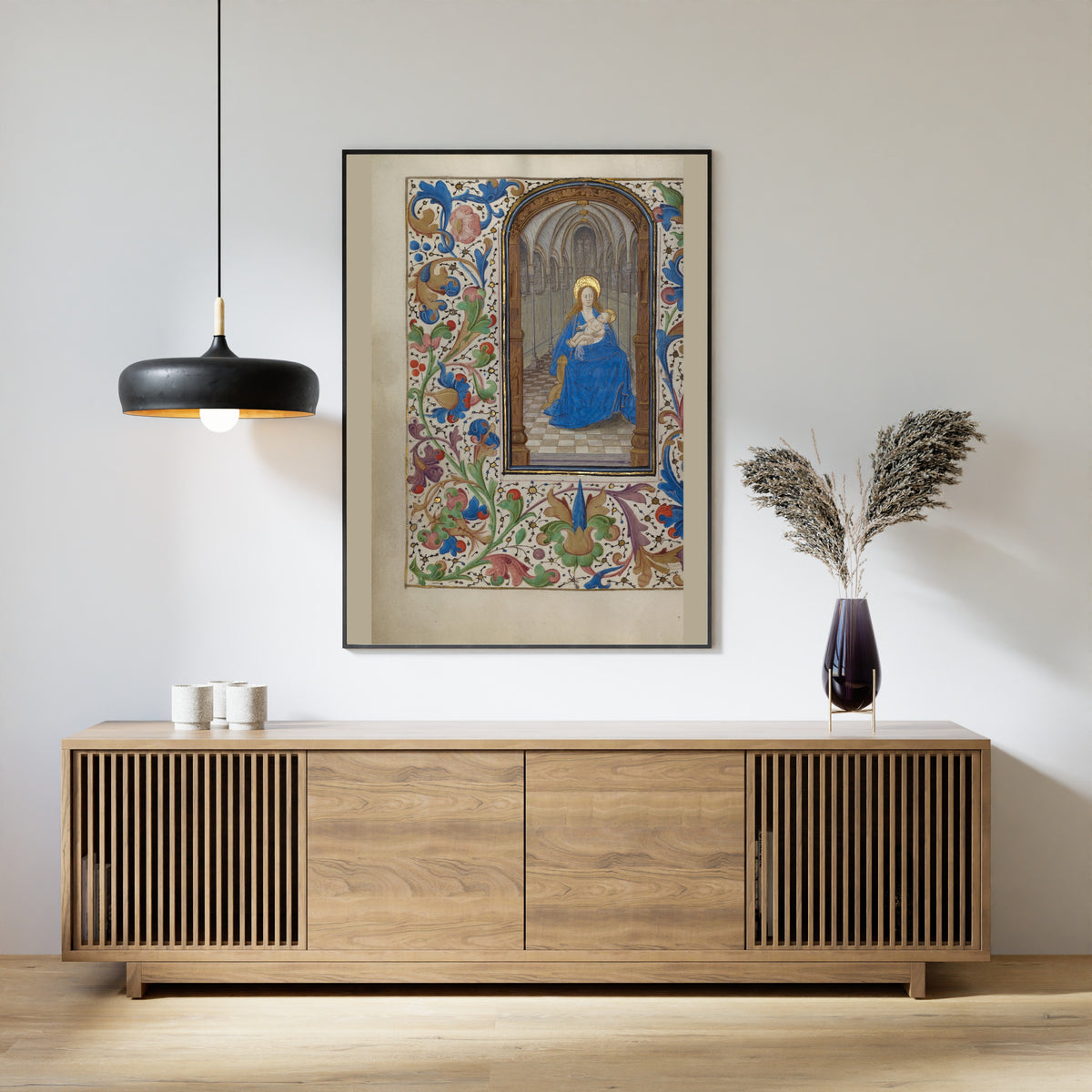 The Virgin and Child Enthroned within a Church | Illuminated Manuscript Print