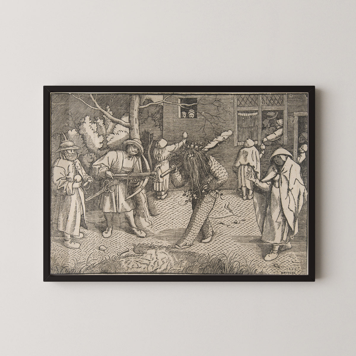 Pieter Bruegel the Elder — The Wild Man or the Masquerade of Orson and Valentine | Woodcut Print