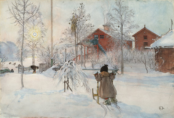 Carl Larsson — The Yard and Washhouse | Swedish Watercolour Print