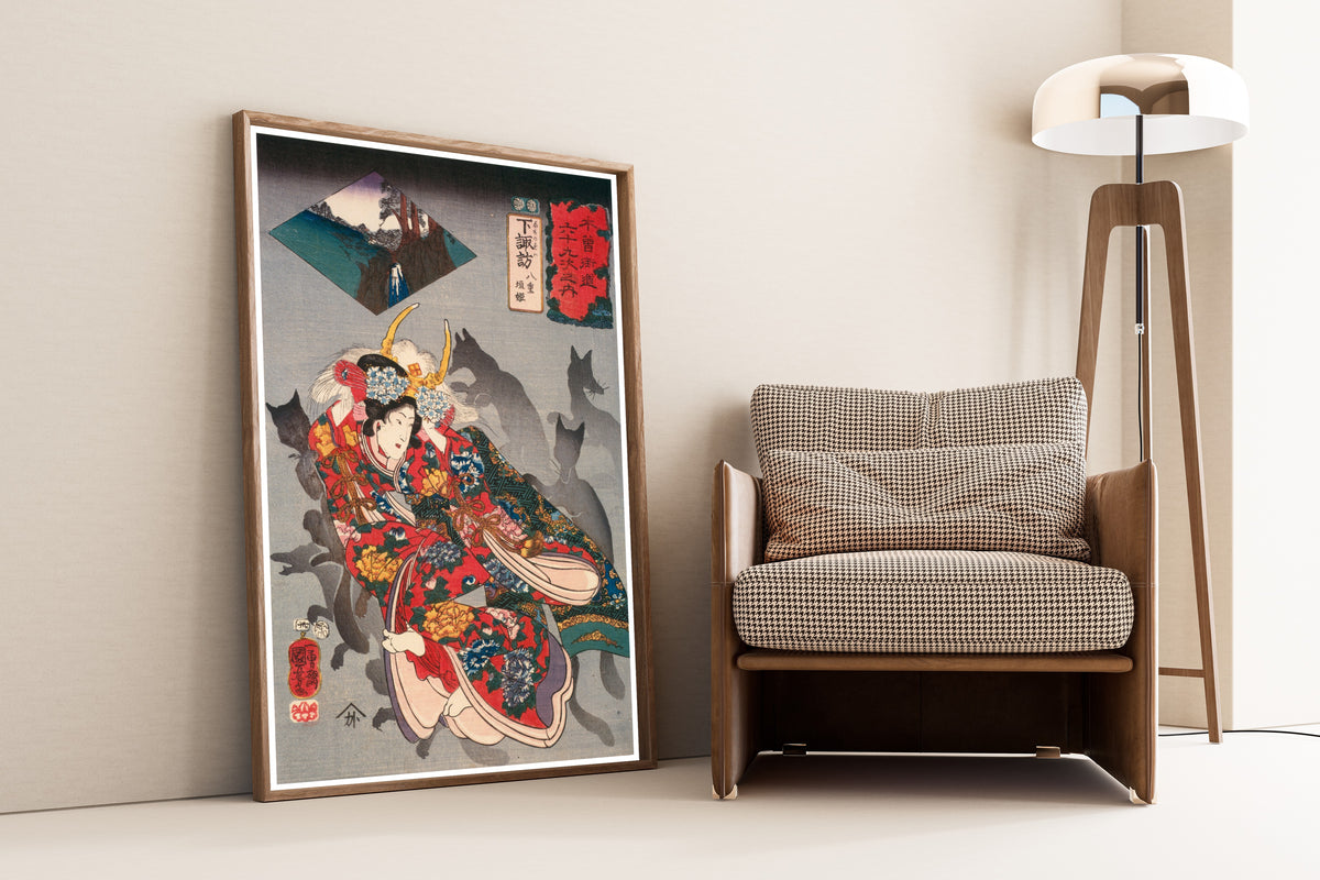 Utagawa Kuniyoshi — 69 Stations of the Kisokaidō: Shimosuwa — Yaegaki-hime | Japanese Woodblock Print (Ukiyo-e)