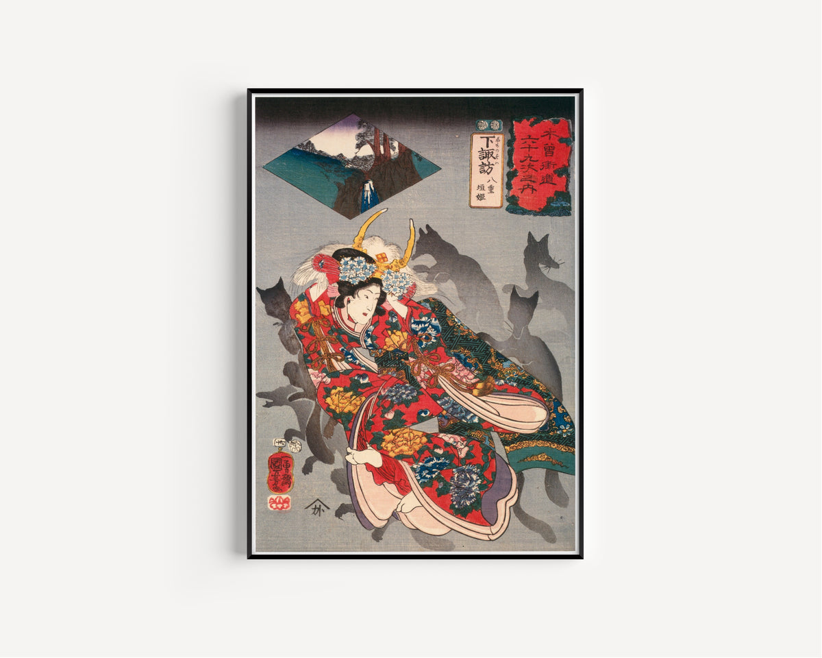 Utagawa Kuniyoshi — 69 Stations of the Kisokaidō: Shimosuwa — Yaegaki-hime | Japanese Woodblock Print (Ukiyo-e)