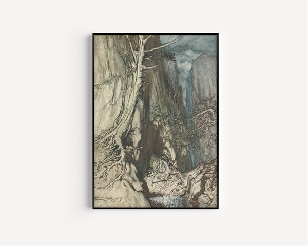 Arthur Rackham — There as a Dread Dragon He Sojourns | Wagner Illustration Print
