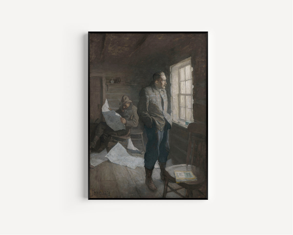 N. C. Wyeth — There fell a long silence through which O’Hara read and Kenyon kept watch at the window | Illustration Art Print
