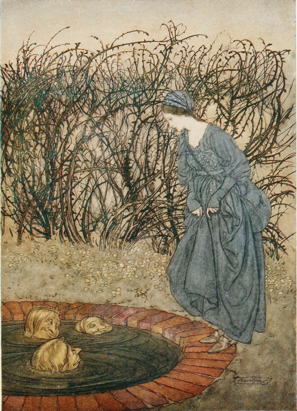 Arthur Rackham — They Thanked Her and Said Good-Bye | Fairy Tale Illustration Print