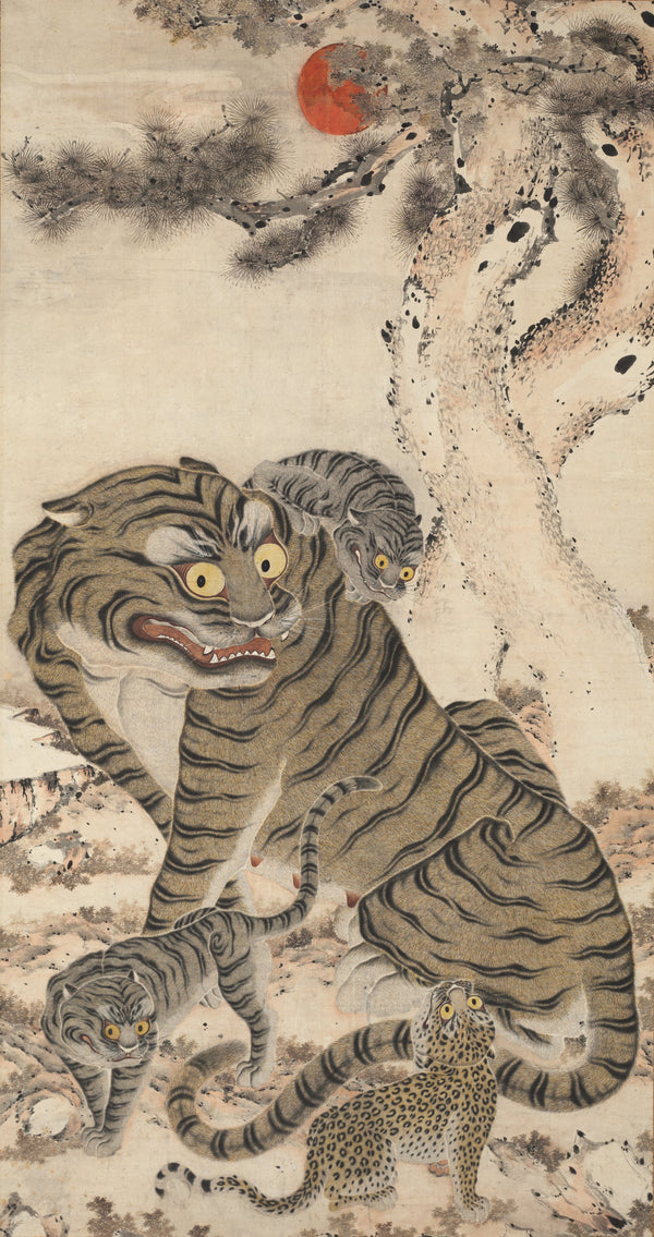 Korean minhwa painter (unidentified) — Tiger Family | Korean Painting Art Print