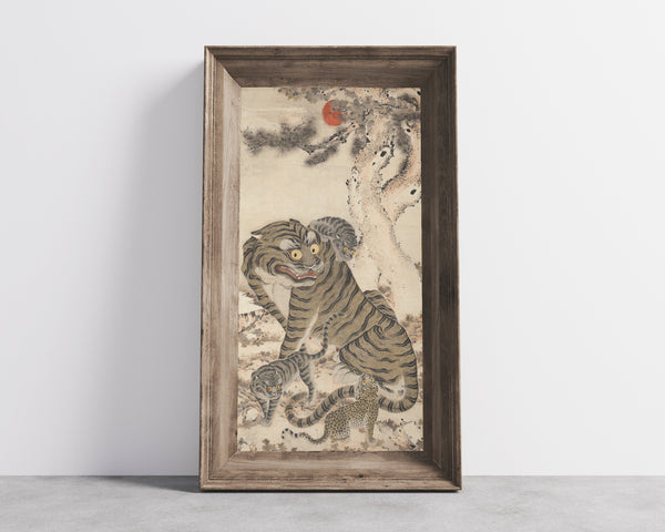 Korean minhwa painter (unidentified) — Tiger Family | Korean Painting Art Print