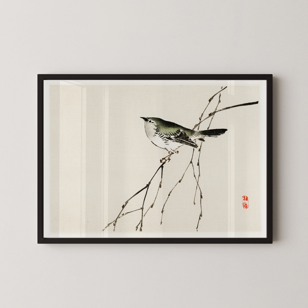 Kōno Bairei — Tit | Japanese Bird & Flower Woodblock Print