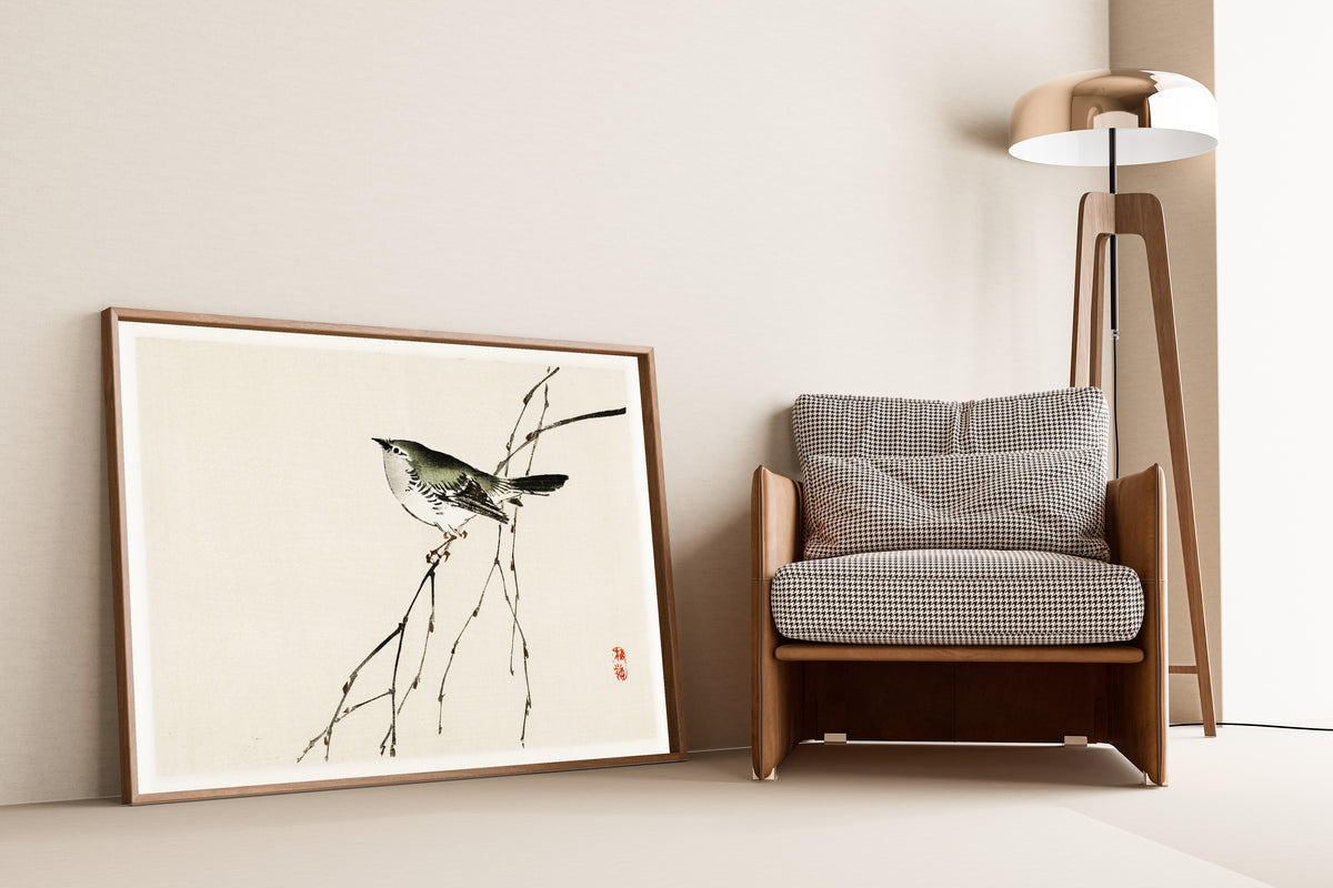 Kōno Bairei — Tit | Japanese Bird & Flower Woodblock Print