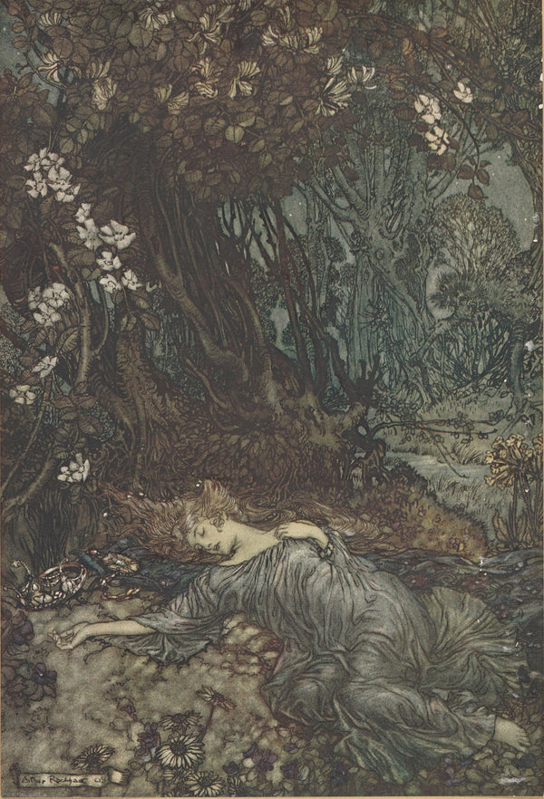 Arthur Rackham — Titania Lying Asleep | Shakespeare Illustration Print