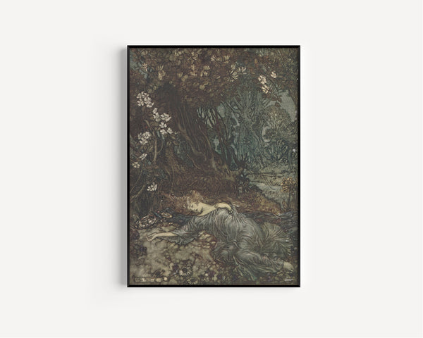Arthur Rackham — Titania Lying Asleep | Shakespeare Illustration Print