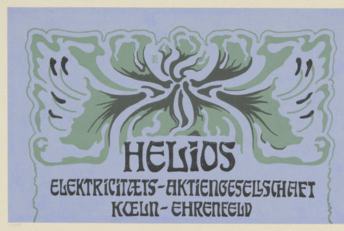 Titelblatt Helios Elektrizitäts-Aktiengesellschaft Köln-Ehrenfeld by Otto Eckmann — A symmetrical green bloom spreads above a company title