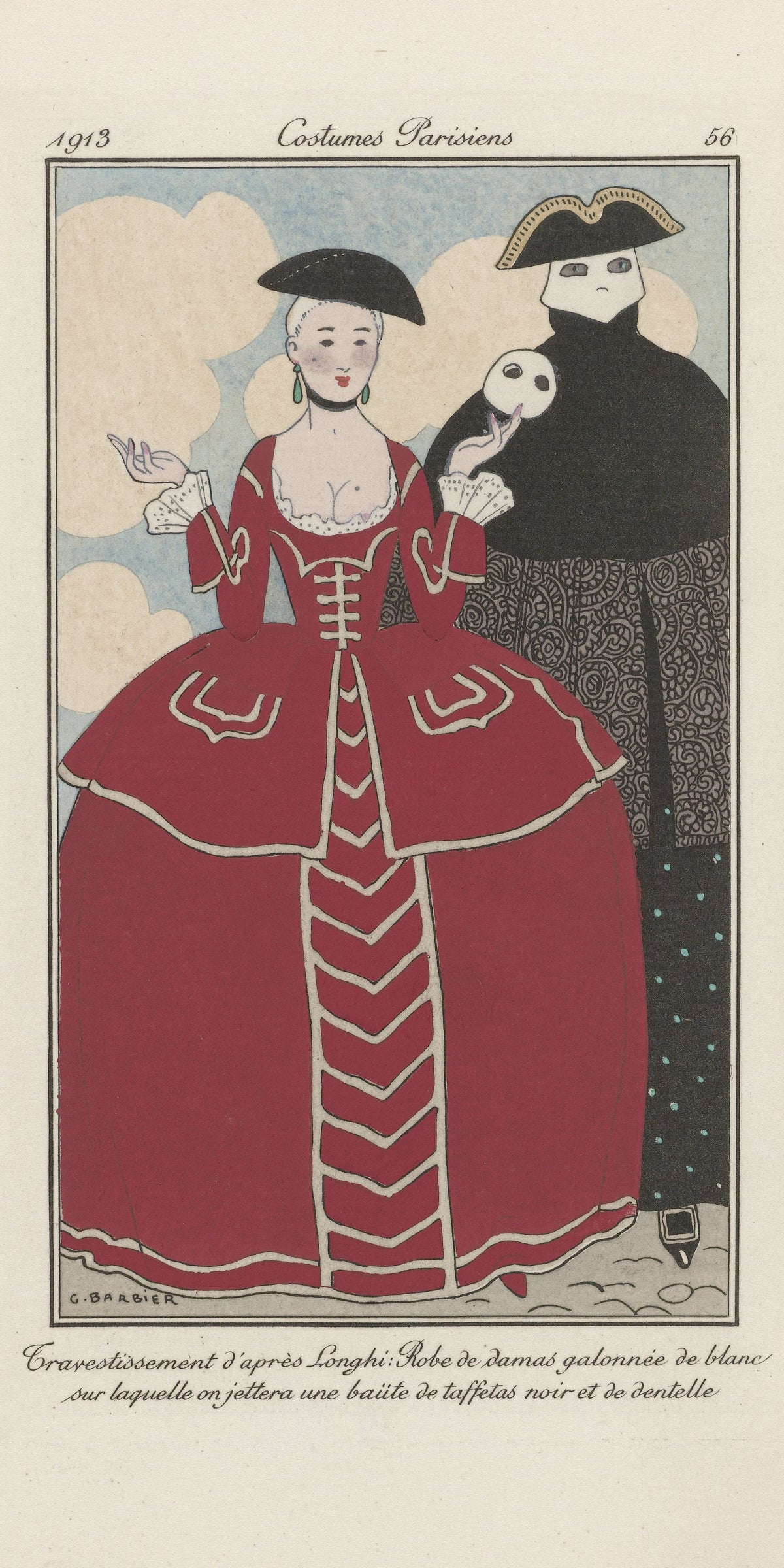 George Barbier — Travestissement d'après Longhi [Masquerade after Longhi] | Art Deco Fashion Print