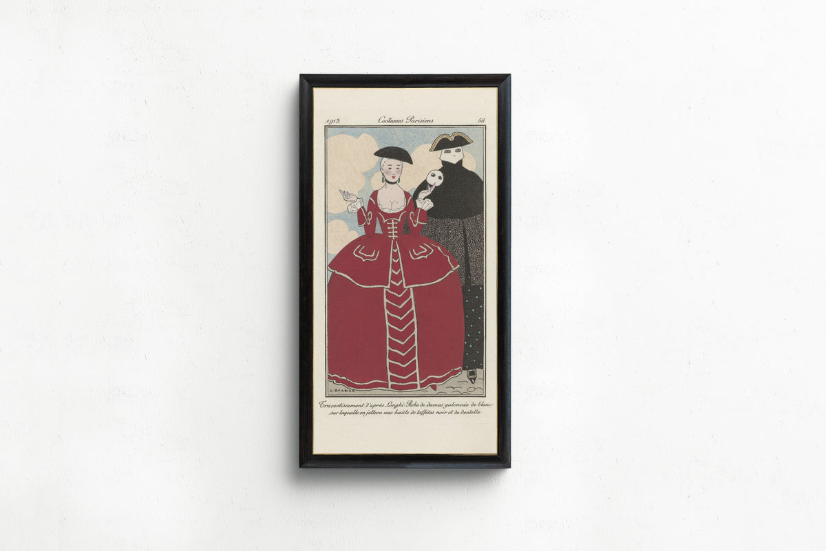George Barbier — Travestissement d'après Longhi [Masquerade after Longhi] | Art Deco Fashion Print