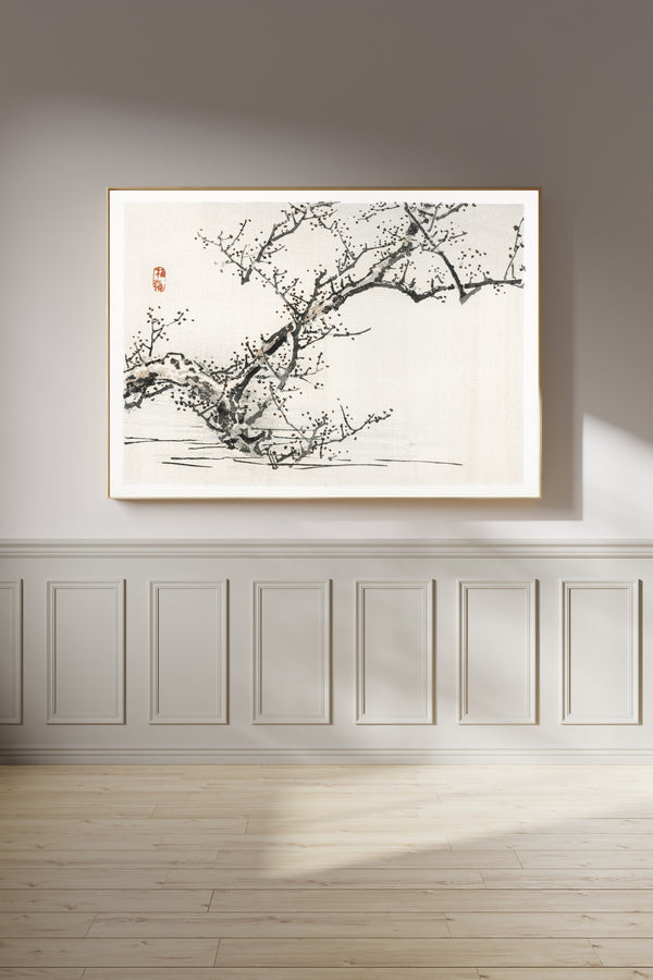 Kōno Bairei — Tree against the backdrop of water | Japanese Woodblock Print