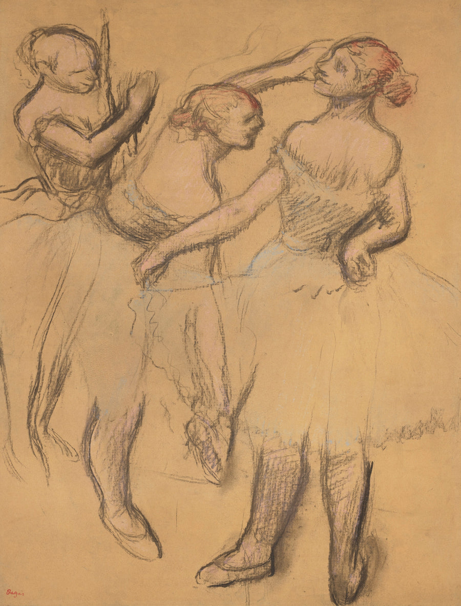 Edgar Degas — Trois danseuses (Dancer with Hand on Hip) | Fine Art Print shown to scale on a wall above a sofa
