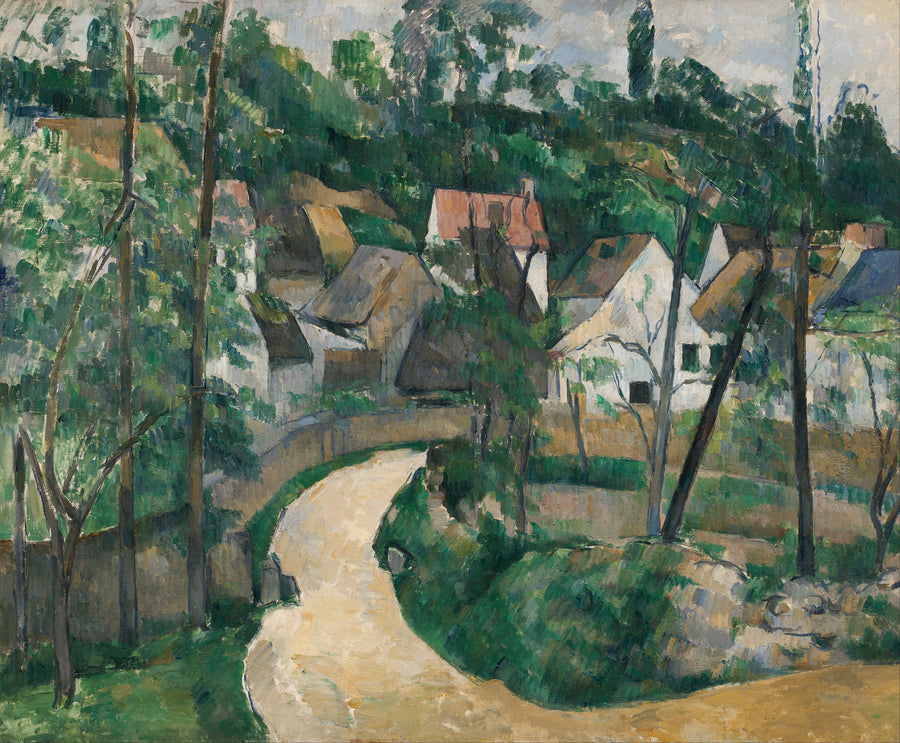Paul Cezanne — Turn in the Road | Fine Art Print shown to scale on a wall above a sofa