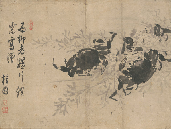 Kim Hong-do (Danwon) — Two Crabs and Reeds | Korean Painting Art Print