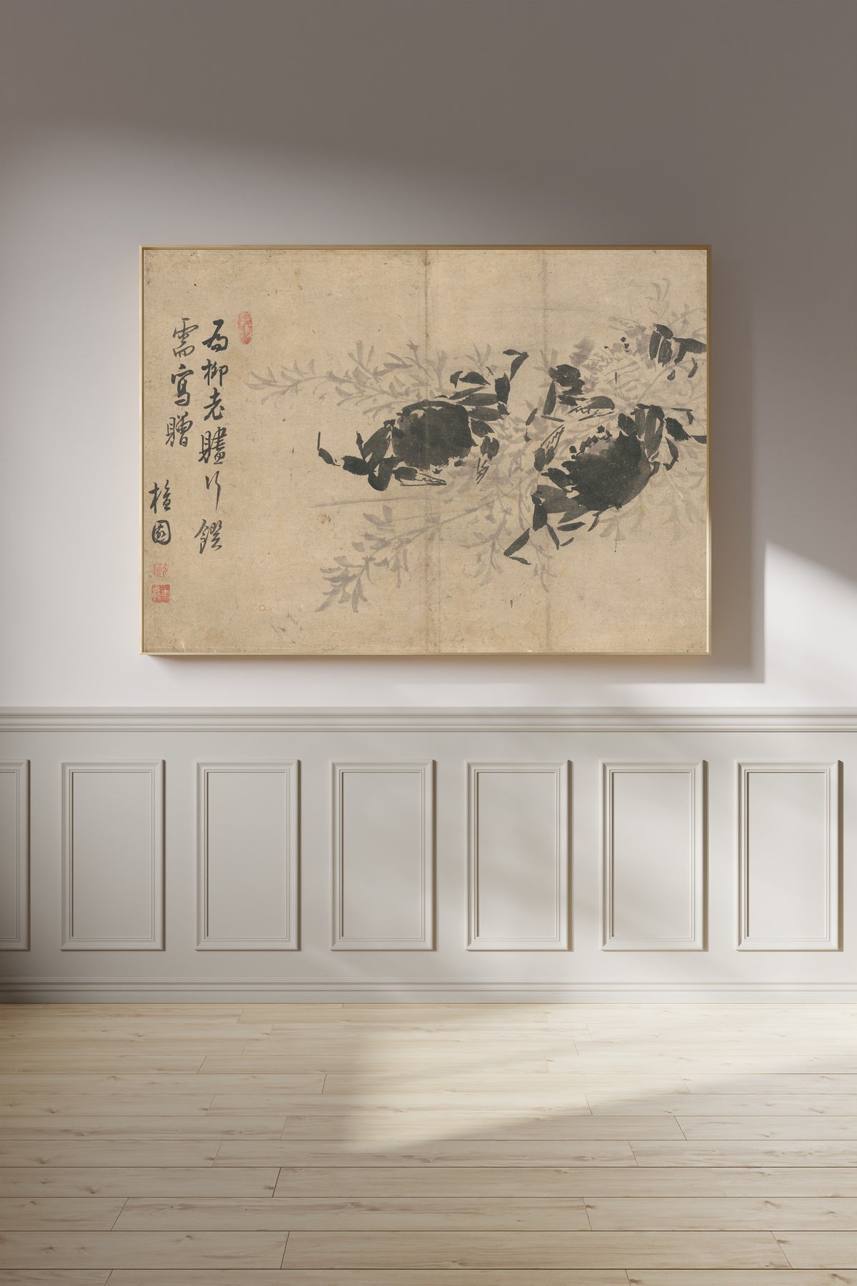 Kim Hong-do (Danwon) — Two Crabs and Reeds | Korean Painting Art Print
