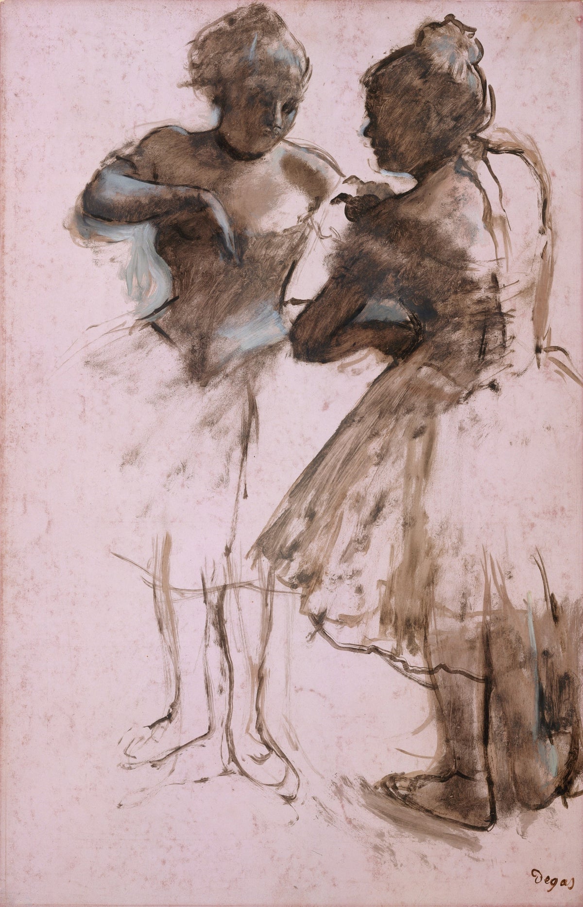 Edgar Degas — Two Dancers (Brown Wash on Pink Paper) | Fine Art Print