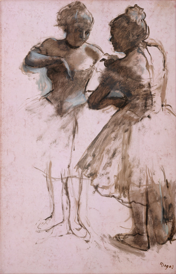 Edgar Degas — Two Dancers (Brown Wash on Pink Paper) | Fine Art Print