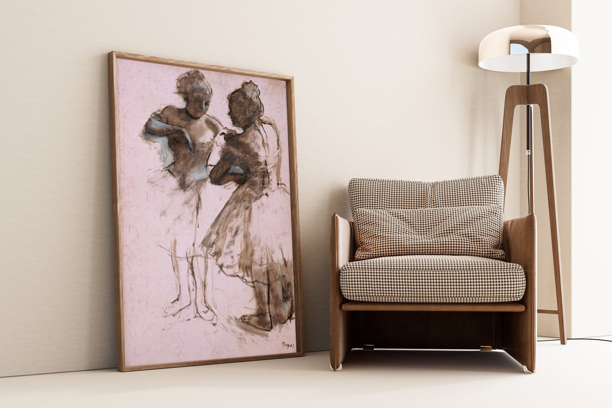 Edgar Degas — Two Dancers (Brown Wash on Pink Paper) | Fine Art Print
