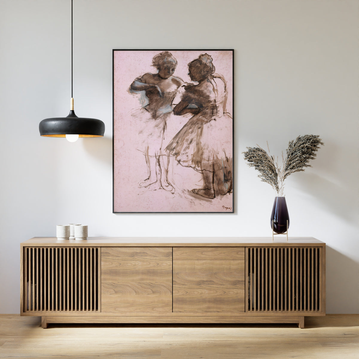 Edgar Degas — Two Dancers (Brown Wash on Pink Paper) | Fine Art Print
