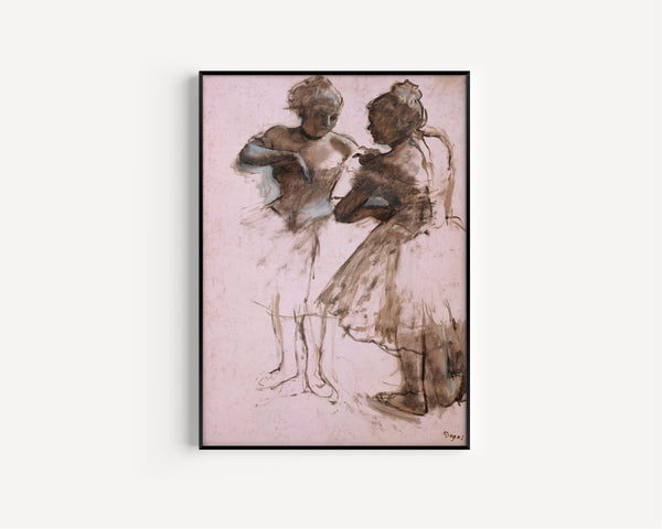 Edgar Degas — Two Dancers (Brown Wash on Pink Paper) | Fine Art Print