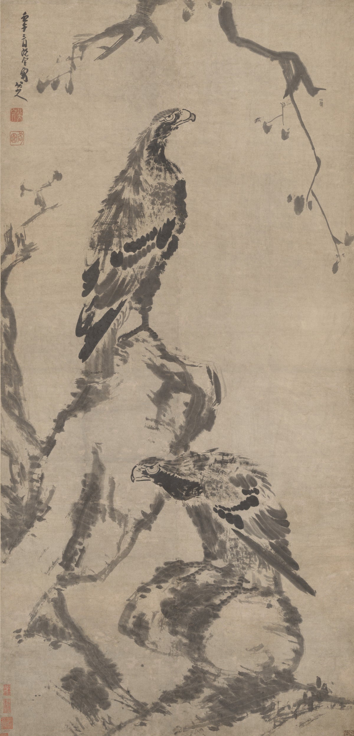 Bada Shanren — Two Eagles | Chinese Ink Painting Art Print