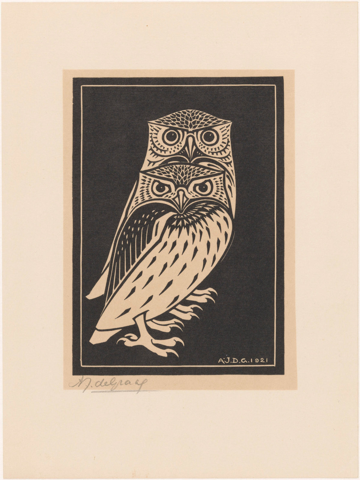 Julie de Graag — Two Owls | Woodcut Print