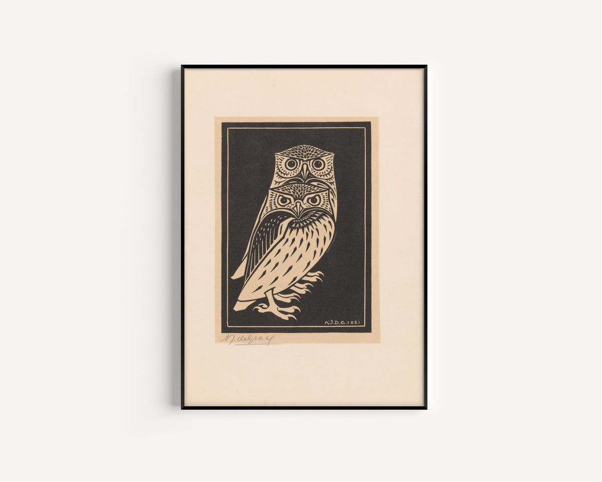 Julie de Graag — Two Owls | Woodcut Print
