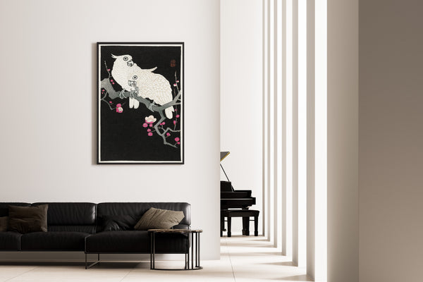 Ohara Koson — Two Cockatoos and Plum Blossom | Japanese Bird & Flower Woodblock Print