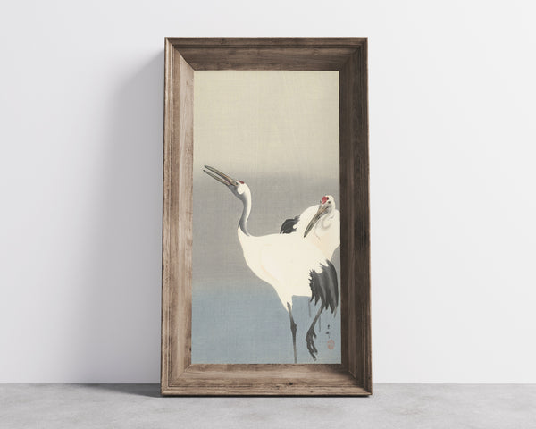 Ohara Koson — Two Cranes | Japanese Bird & Flower Woodblock Print