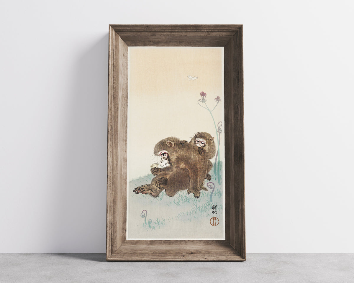 Ohara Koson — Two Monkeys | Japanese Bird & Flower Woodblock Print