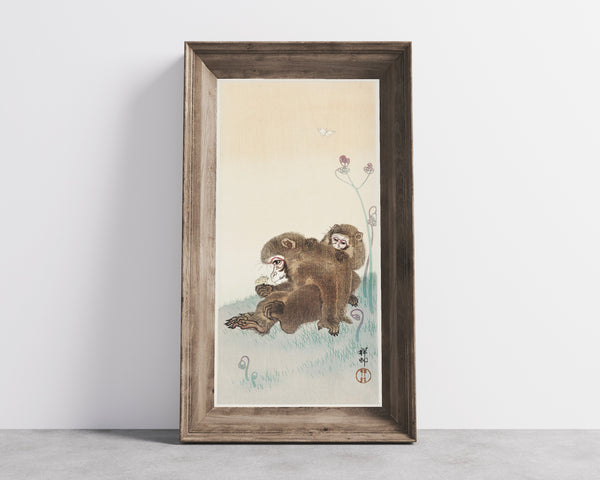 Ohara Koson — Two Monkeys | Japanese Bird & Flower Woodblock Print
