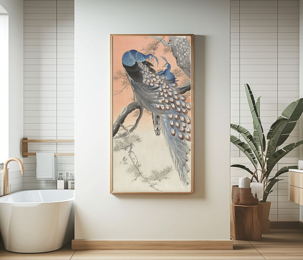 Ohara Koson — Two Peacocks on a Tree Branch | Japanese Bird & Flower Woodblock Print