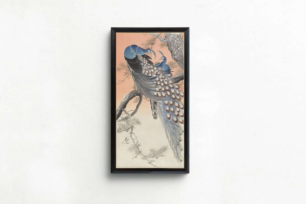 Ohara Koson — Two Peacocks on a Tree Branch | Japanese Bird & Flower Woodblock Print