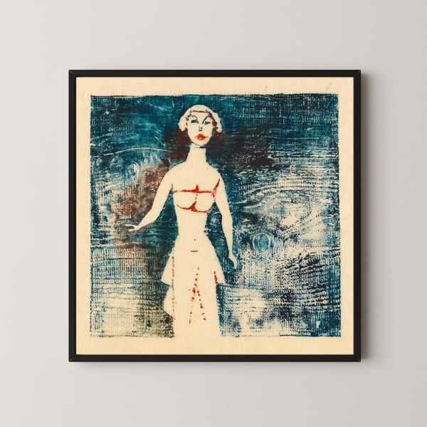 Karl Wiener — Untitled (Female Figure on Deep Blue) | Expressionist Art Print