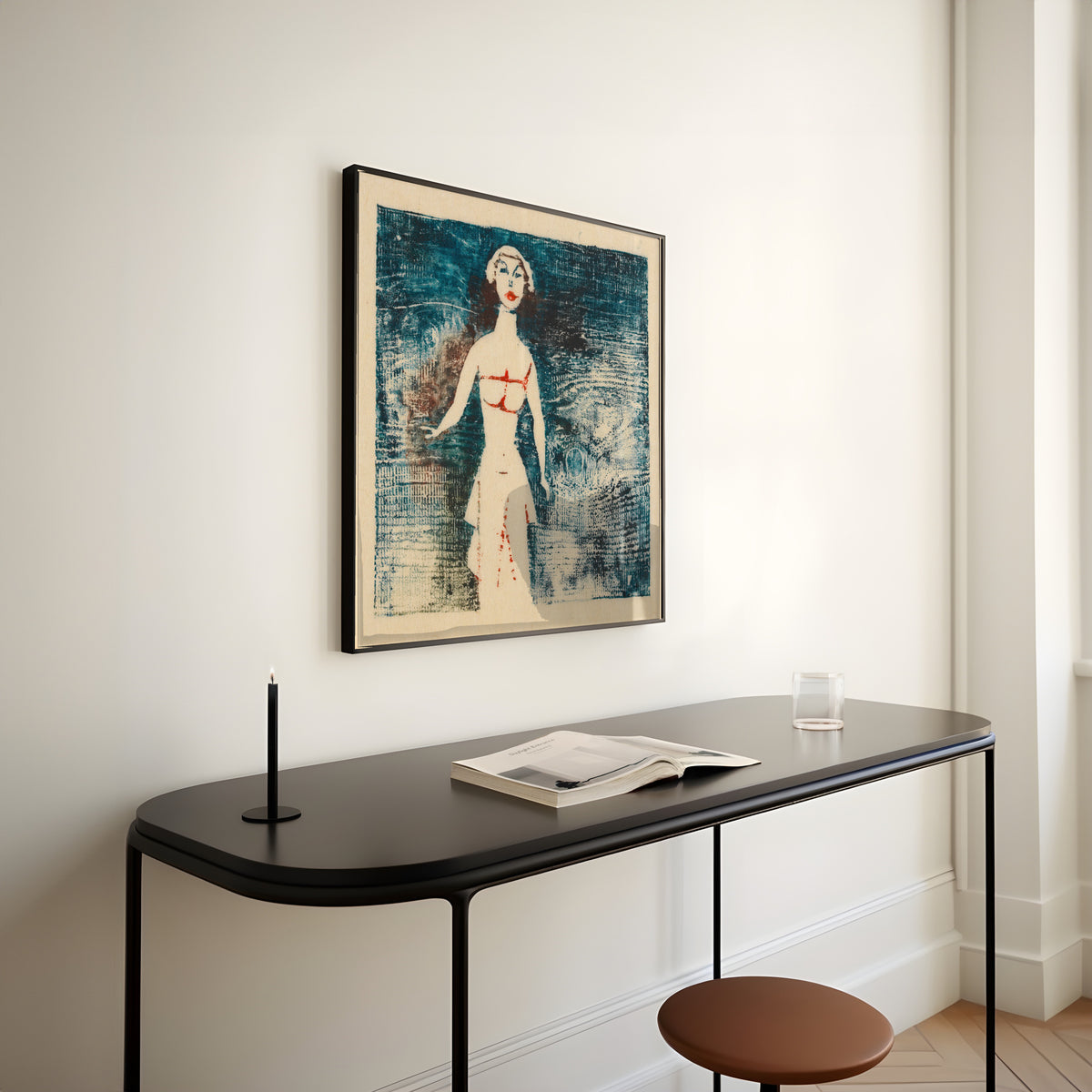 Karl Wiener — Untitled (Female Figure on Deep Blue) | Expressionist Art Print